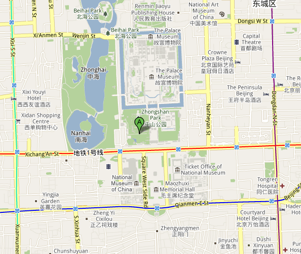 Map of Beijing Forbidden City Concert Hall